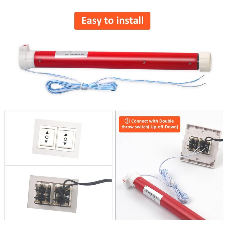 Rollerhouse 12V DIY Electric Roller Blind/Shade Tubular Motor Kit, Hard Wired 12V DC Motors 2 Wire Motor ES2512 for RV Electric Roller Shade, 1.5 inch Roller Pipe - Image 3